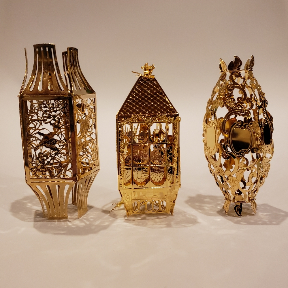 Vintage Reed & Barton Goldplate Ornaments set of 3